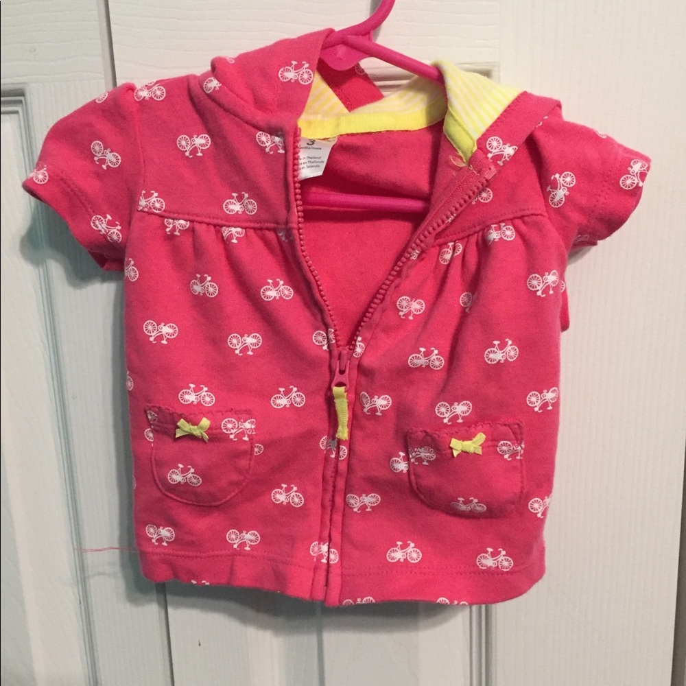 🔴 Pink short sleeve jacket w bicycles - carters